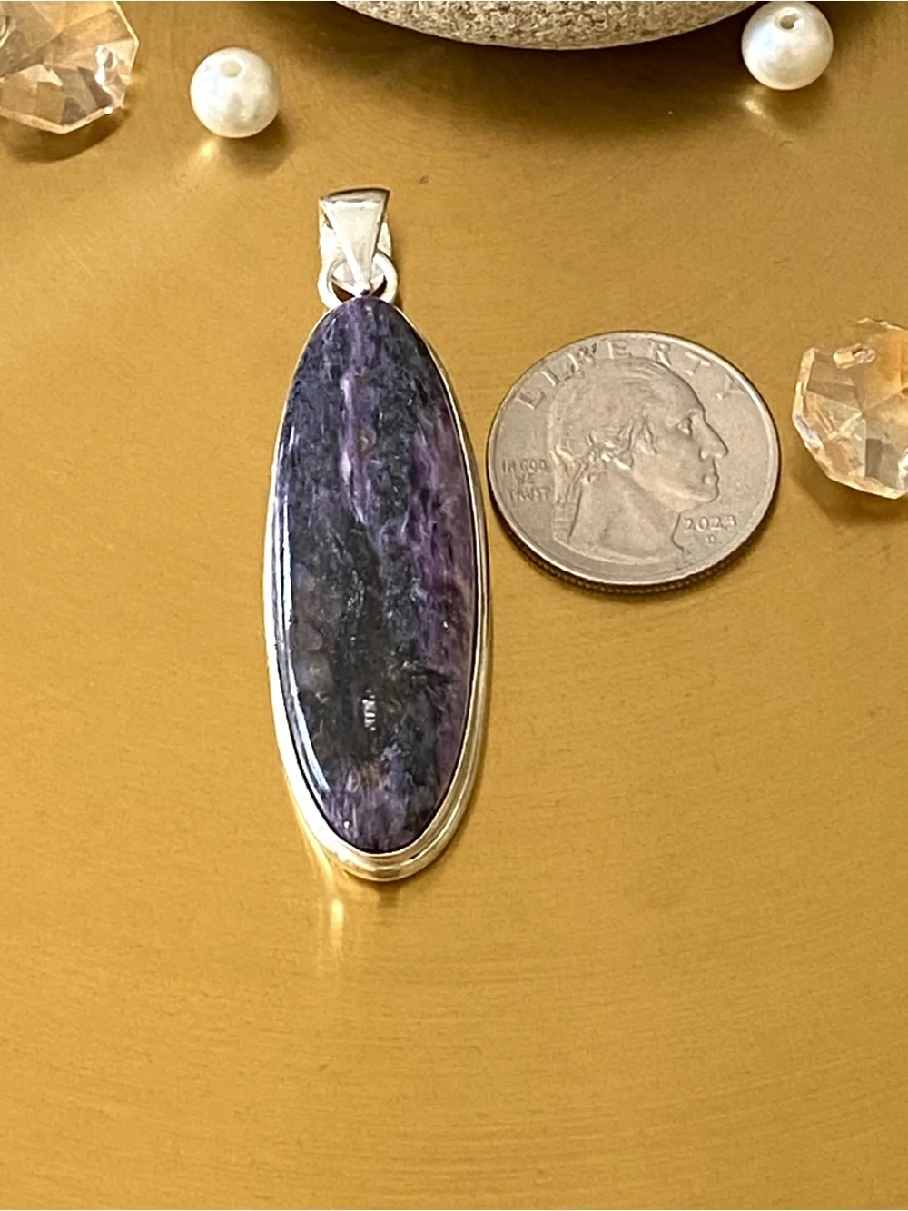 Natural Russian Charoite Hand Crafted Pendant